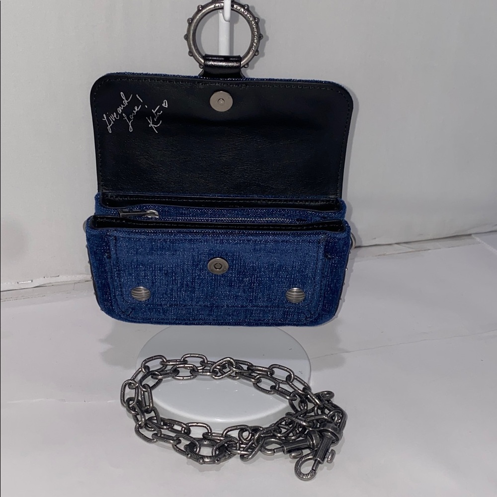 Zadig & Voltaire Kate Denim Wallet On A Chain Crossbody Clutch - Picture 16 of 17